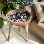 Wood Side Table 18" Handmade Round Accent