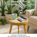 Wood Side Table 18" Handmade Round Accent