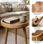 Wood Side Table 18" Handmade Round Accent