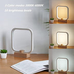 Wood Table Lamp 3-Color Temperature Bedside Bedroom Night