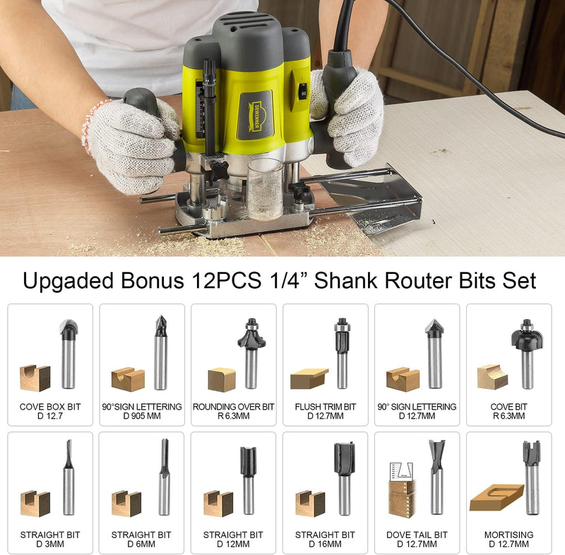 Wood Trimmer Router Tool Electric Woodworking Power Variable