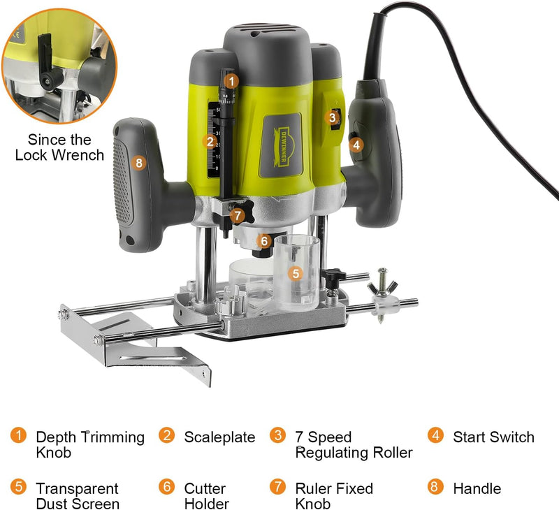 Wood Trimmer Router Tool Electric Woodworking Power Variable