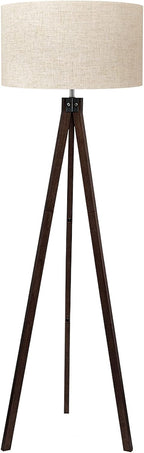 Wood Tripod Floor Lamp Mid Century Standing Modern