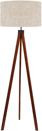Wood Tripod Floor Lamp Mid Century Standing Modern