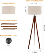 Wood Tripod Floor Lamp Mid Century Standing Modern