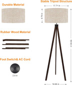 Wood Tripod Floor Lamp Mid Century Standing Modern