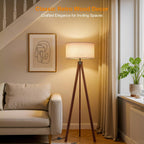 Wood Tripod Floor Lamp Mid Century Standing Modern