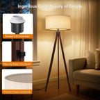 Wood Tripod Floor Lamp Mid Century Standing Modern