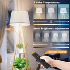 Wood Tripod Floor Lamp with Remote Control Timer