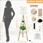 Wood Tripod Floor Lamp with Remote Control Timer
