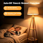 Wood Tripod Floor Lamp with Remote Control Timer