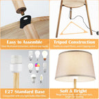 Wood Tripod Floor Lamp with Remote Control Timer