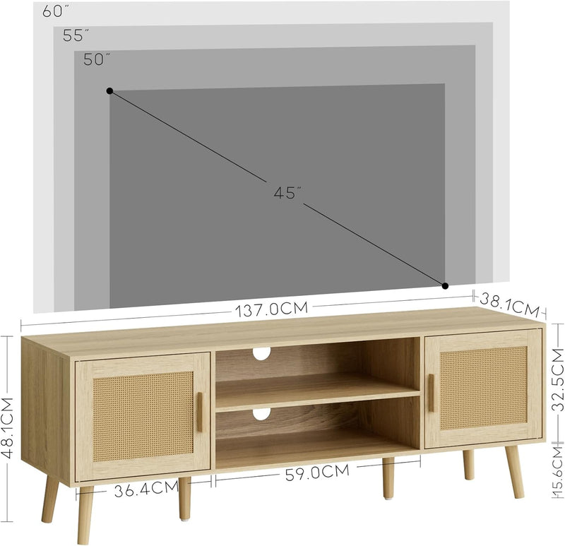 Wood TV Stand for Up to 65 Inch