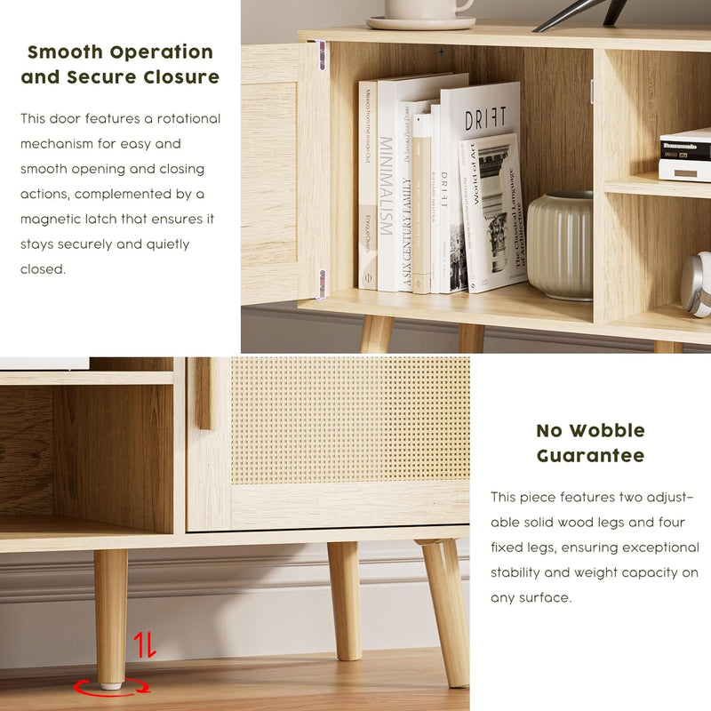 Wood TV Stand for Up to 65 Inch
