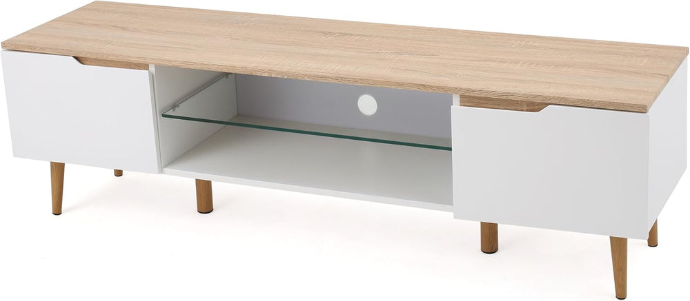Wood TV Stand Matte Oak Finish