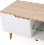 Wood TV Stand Matte Oak Finish