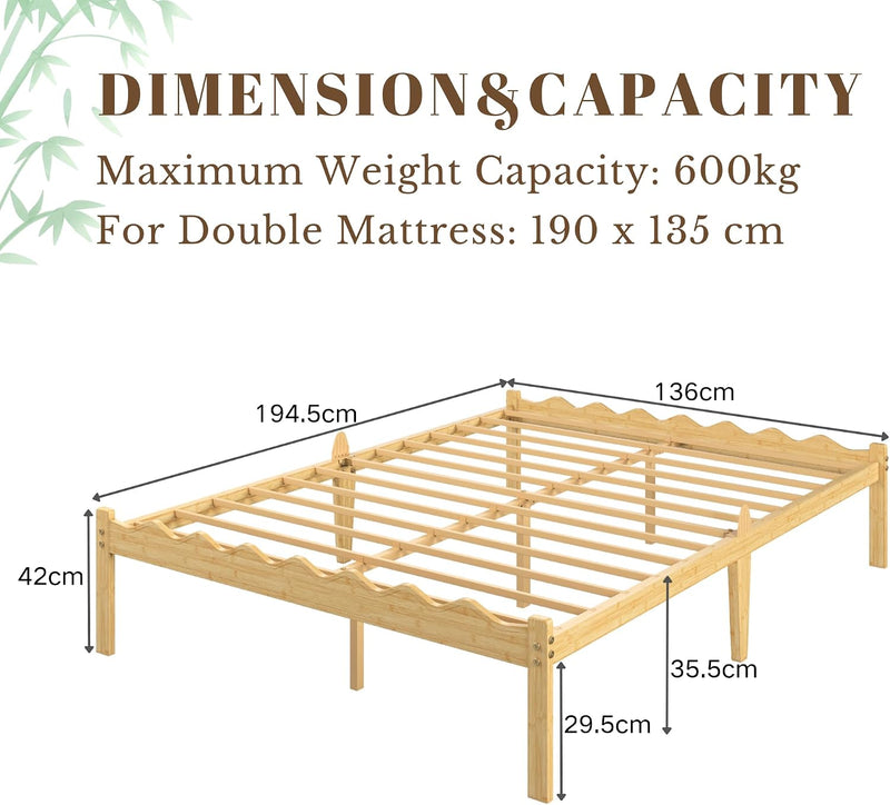 Wooden Bed Frame Modern Bamboo Wood Style