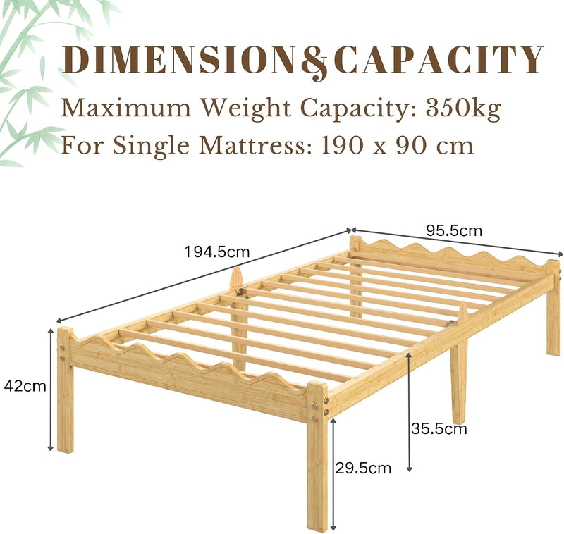 Wooden Bed Frame Modern Bamboo Wood Style