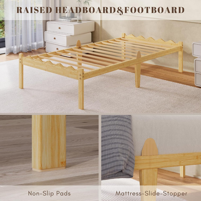 Wooden Bed Frame Modern Bamboo Wood Style