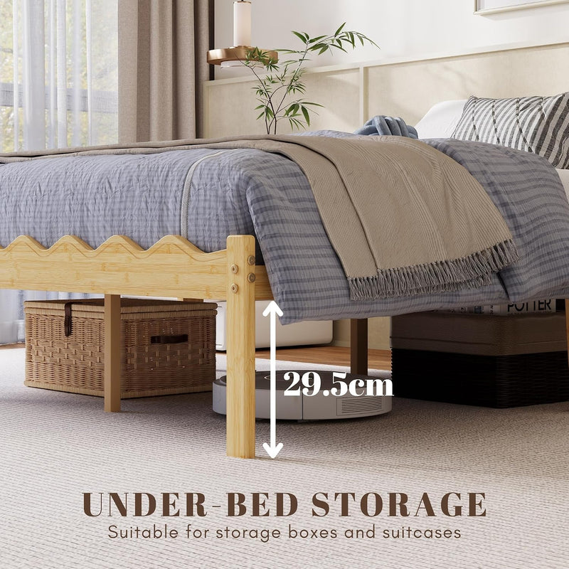 Wooden Bed Frame Modern Bamboo Wood Style