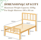 Wooden Bed Frame with Headboard Bamboo Wood Frames