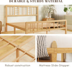 Wooden Bed Frame with Headboard Bamboo Wood Frames