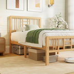 Wooden Bed Frame with Headboard Bamboo Wood Frames
