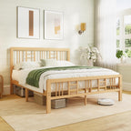 Wooden Bed Frame with Headboard Bamboo Wood Frames