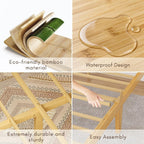Wooden Bed Frame with Headboard Bamboo Wood Frames