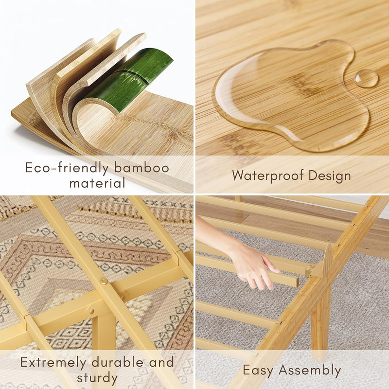 Wooden Bed Frame with Headboard Bamboo Wood Frames