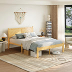 Wooden Bed Frame with Headboard Bamboo Wood Frames