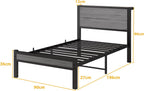 Wooden Bed Frame with Storage Headboard Shelf 3FT