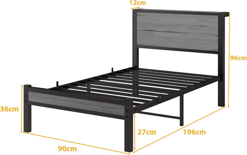 Rustic Bed Frame Wooden Storage Headboard
