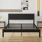 Wooden Bed Frame with Storage Headboard Shelf 3FT