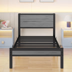 Wooden Bed Frame with Storage Headboard Shelf 3FT