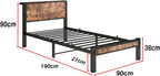 Wooden Bed Frame with Storage Headboard Shelf 3FT