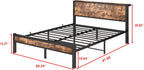 Wooden Bed Frame with Storage Headboard Shelf 3FT