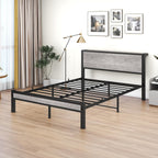 Wooden Bed Frame with Storage Headboard Shelf 3FT