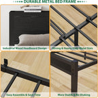 Wooden Bed Frame with Storage Headboard Shelf 3FT