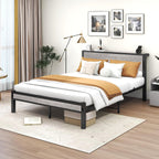 Wooden Bed Frame with Storage Headboard Shelf 3FT