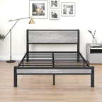 Wooden Bed Frame with Storage Headboard Shelf 3FT