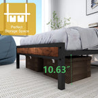 Wooden Bed Frame with Storage Headboard Shelf 3FT
