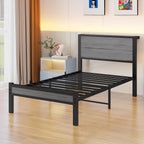 Wooden Bed Frame with Storage Headboard Shelf 3FT