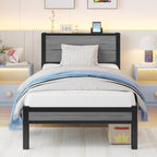 Wooden Bed Frame with Storage Headboard Shelf 3FT