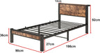 Rustic Bed Frame Wooden Storage Headboard