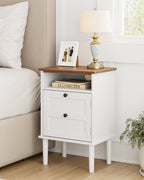 Country Style Bedside Table with Door Shelf
