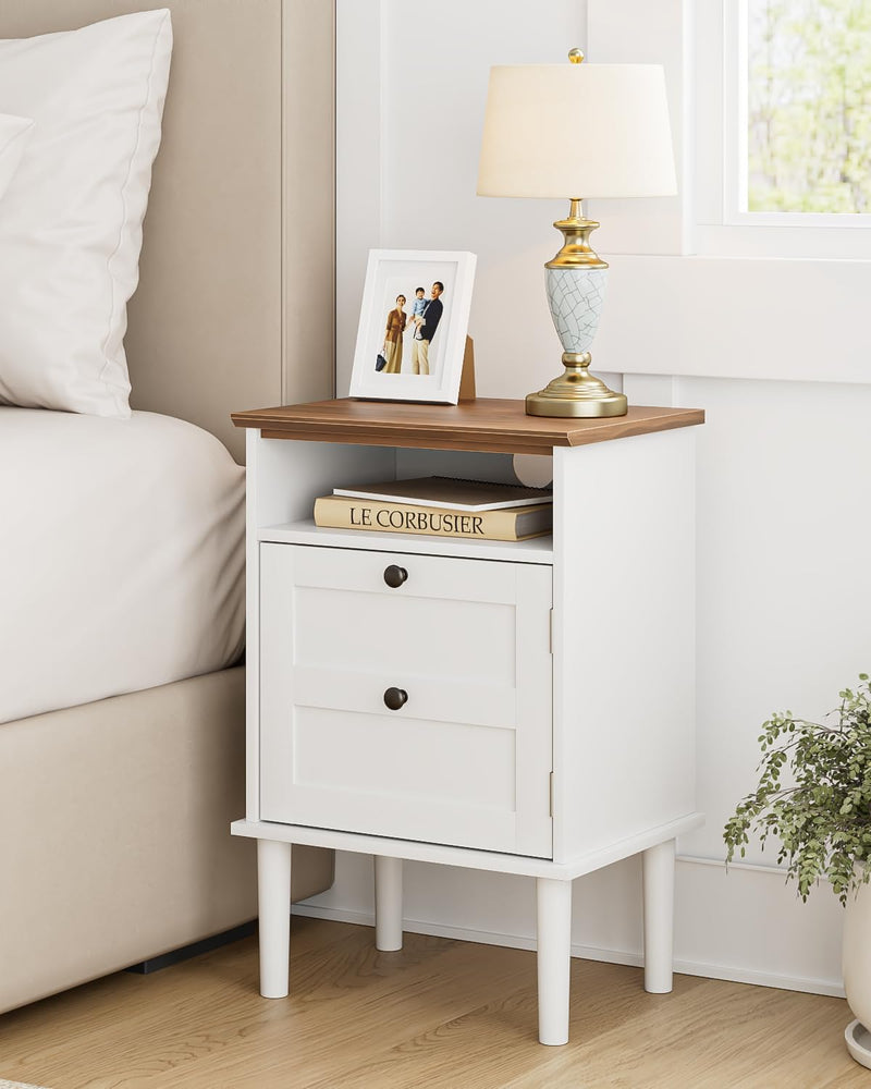 Country Style Bedside Table with Door Shelf