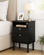 Country Style Bedside Table with Door Shelf