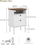 Country Style Bedside Table with Door Shelf