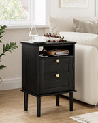 Country Style Bedside Table with Door Shelf